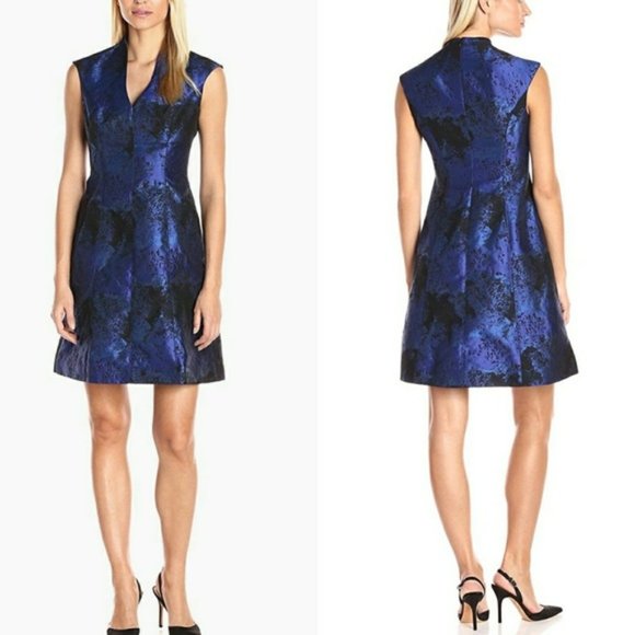 Maggy London Dresses & Skirts - Maggy London Metallic Fit and Flare Dress Blue 10